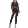 image:imageGORGLITTER Womens Sheer See Through Tops Blouse Shirt Long Sleeve Collar Fall Blouses 2024Mesh Black