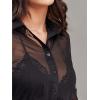 image:imageGORGLITTER Womens Sheer See Through Tops Blouse Shirt Long Sleeve Collar Fall Blouses 2024Mesh Black
