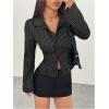 image:imageGORGLITTER Womens Striped Fitted Button Up Shirt Blouse Bell Long Sleeve Shirt Dressy Casual Office Work TopsBlack