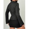image:imageGORGLITTER Womens Striped Fitted Button Up Shirt Blouse Bell Long Sleeve Shirt Dressy Casual Office Work TopsBlack