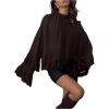 image:imageGORGLITTER Womens Ruffle Party Top Long Sleeve Tiered Trendy Dressy Work Business Blouse Casual Going Out OutfitsBrown