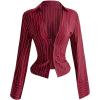 image:imageGORGLITTER Womens Striped Shirt Fitted Cinched Waist Shirts Top Long Sleeve Deep V Dressy Collar Business Casual BlouseBurgundy