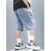 image:imageGORGLITTER Boys Jean Shorts Elastic Waist Wide Leg Denim Shorts Casual Cool Cargo JortsBlue