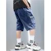 image:imageGORGLITTER Boys Jean Shorts Elastic Waist Wide Leg Denim Shorts Casual Cool Cargo JortsDark Wash