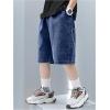 image:imageGORGLITTER Boys Jean Shorts Elastic Waist Wide Leg Denim Shorts Casual Cool Cargo JortsDark Wash