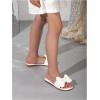 image:imageGORGLITTER Girls Bow Slip on Sandals Square Open Toe Flat Sandals for OutdoorsWhite