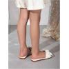 image:imageGORGLITTER Girls Bow Slip on Sandals Square Open Toe Flat Sandals for OutdoorsWhite