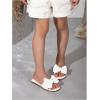 image:imageGORGLITTER Girls Bow Slip on Sandals Square Open Toe Flat Sandals for OutdoorsWhite