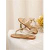 image:imageGORGLITTER Girls Cute Bow Flat Sandals Metallic Gold Ankle Strap Thong Slides Toe Post Vacation ShoesGold