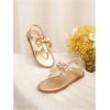image:imageGORGLITTER Girls Cute Bow Flat Sandals Metallic Gold Ankle Strap Thong Slides Toe Post Vacation ShoesGold