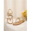 image:imageGORGLITTER Girls Cute Bow Flat Sandals Metallic Gold Ankle Strap Thong Slides Toe Post Vacation ShoesGold