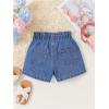 image:imageGORGLITTER Girls Cutet Jean Shorts Heart Print Elastic High Waisted Summer Beach Vacation Denim Shorts 2025Medium Wash