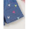 image:imageGORGLITTER Girls Cutet Jean Shorts Heart Print Elastic High Waisted Summer Beach Vacation Denim Shorts 2025Medium Wash