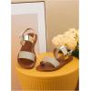 image:imageGORGLITTER Girls Flat Sandals Dressy Cute Summer Metallic Sparkly Open Toe Slides Vacation Beach Ankle Strap SandalsGold