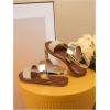image:imageGORGLITTER Girls Flat Sandals Dressy Cute Summer Metallic Sparkly Open Toe Slides Vacation Beach Ankle Strap SandalsGold