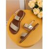 image:imageGORGLITTER Girls Flat Sandals Dressy Cute Summer Metallic Sparkly Open Toe Slides Vacation Beach Ankle Strap SandalsGold