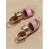 image:imageGORGLITTER Girls Flat Sandals Dressy Cute Summer Metallic Sparkly Open Toe Slides Vacation Beach Ankle Strap SandalsPink and Gold
