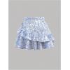 image:imageGORGLITTER Girls Floral Bow Mini Skirt Cute Casual Wrap Tie Side Ruffle Summer Beach Short Skirts Preppy ClothesBlue