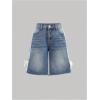 image:imageGORGLITTER Girls Jean Shorts Cute Bow Jorts Y2k Raw Hem High Waist Wide Leg Denim Bermuda Shorts Summer StreetwearMedium Wash