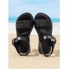 image:imageGORGLITTER Girls Leather Ankle Strap Flat Sandals Dressy Braided Round Open Toe Summer Vacation Beach Cute Sandals 2025Black