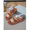image:imageGORGLITTER Girls Leather Ankle Strap Flat Sandals Dressy Braided Round Open Toe Summer Vacation Beach Cute Sandals 2025Champagne