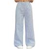 image:imageGORGLITTER Girls Linen Pants Summer Beach Vacation Cruise Boho Striped Wide Leg Low Rise Baggy Pants Trousers BottomsBlue and White