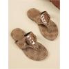 image:imageGORGLITTER Girls Metallic Thong Flat Sandals Dressy Slip On Summer Walking Flip FlopsBrown