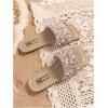 image:imageGORGLITTER Girls Pearls Dress Flat Sandals Glitter Rhinestone Summer Open Toe Teens SlidesBrown