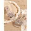 image:imageGORGLITTER Girls Pearls Dress Flat Sandals Glitter Rhinestone Summer Open Toe Teens SlidesBrown