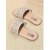 image:imageGORGLITTER Girls Pearls Dress Flat Sandals Glitter Rhinestone Summer Open Toe Teens SlidesChampagne