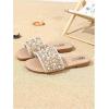 image:imageGORGLITTER Girls Pearls Dress Flat Sandals Glitter Rhinestone Summer Open Toe Teens SlidesChampagne