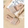 image:imageGORGLITTER Girls Pearls Dress Flat Sandals Glitter Rhinestone Summer Open Toe Teens SlidesChampagne