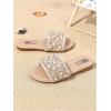 image:imageGORGLITTER Girls Pearls Dress Flat Sandals Glitter Rhinestone Summer Open Toe Teens SlidesChampagne