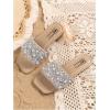 image:imageGORGLITTER Girls Pearls Dress Flat Sandals Glitter Rhinestone Summer Open Toe Teens SlidesSilver
