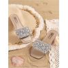image:imageGORGLITTER Girls Pearls Dress Flat Sandals Glitter Rhinestone Summer Open Toe Teens SlidesSilver