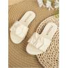 image:imageGORGLITTER Girls Ruched Flat Dressy Sandals Trendy Open Toe Summer Slide SandalsBeige