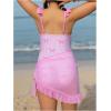 image:imageGORGLITTER Girls Ruffle One Piece Swimsuits Bow Striped High Cut Bathing Suit with Cover Up Skirts Swim Wear SuitsPink Bow