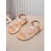 image:imageGORGLITTER Girls Sandals Butterfly Clear Rhinestone Glitter Ankle Strap Flat Sandals Summer Beach Vacation SandalChampagne Clear