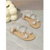 image:imageGORGLITTER Girls Sandals Butterfly Clear Rhinestone Glitter Ankle Strap Flat Sandals Summer Beach Vacation SandalClear