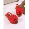 image:imageGORGLITTER Girls Sandals Dress Bow Slide Sandals Ankle Strap Open Toe Flats Cute Summer Vacation Sandals ShoesRed