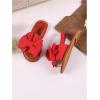 image:imageGORGLITTER Girls Sandals Dress Bow Slide Sandals Ankle Strap Open Toe Flats Cute Summer Vacation Sandals ShoesRed