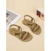 image:imageGORGLITTER Girls Sandals Dressy Ankle Strap Sandal Open Toe Bridal Slides Flats Summer Cute Vacation SandalsApricot