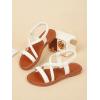 image:imageGORGLITTER Girls Sandals Dressy Ankle Strap Sandal Open Toe Bridal Slides Flats Summer Cute Vacation SandalsBrown and White