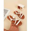 image:imageGORGLITTER Girls Sandals Dressy Ankle Strap Sandal Open Toe Bridal Slides Flats Summer Cute Vacation SandalsBrown and White
