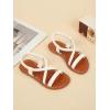 image:imageGORGLITTER Girls Sandals Dressy Ankle Strap Sandal Open Toe Bridal Slides Flats Summer Cute Vacation SandalsBrown and White