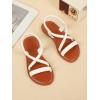 image:imageGORGLITTER Girls Sandals Dressy Ankle Strap Sandal Open Toe Bridal Slides Flats Summer Cute Vacation SandalsBrown and White