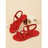 image:imageGORGLITTER Girls Sandals Dressy Ankle Strap Sandal Open Toe Bridal Slides Flats Summer Cute Vacation SandalsRed