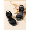 image:imageGORGLITTER Girls Sandals Dressy Ankle Strap Sandal Open Toe Bridal Slides Flats Summer Cute Vacation SandalsSolid Black