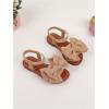 image:imageGORGLITTER Girls Sandals Dressy Bow Ankle Strap Sandal Open Toe Slides Flats Summer Cute Vacation SandalsChampagne