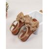 image:imageGORGLITTER Girls Sandals Dressy Bow Ankle Strap Sandal Open Toe Slides Flats Summer Cute Vacation SandalsChampagne